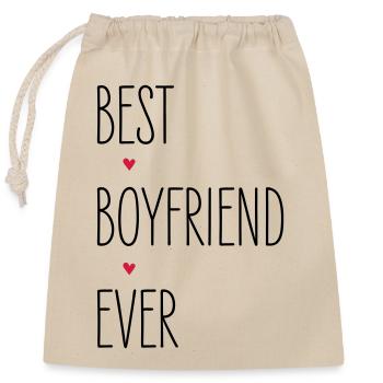 Freund, Best Boyfriend Ever, Valentinstag Liebe - Verschließbarer Geschenkbeutel aus Baumwolle (25x30cm) - Natur - Vorne