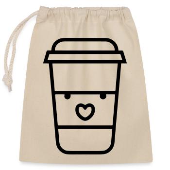 Kaffeebecher - Verschließbarer Geschenkbeutel aus Baumwolle (25x30cm) - Natur - Vorne