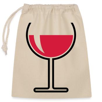 XRotweinglas Rund Offen (Rotwein / Wein / 2C) - Verschließbarer Geschenkbeutel aus Baumwolle (25x30cm) - Natur - Vorne