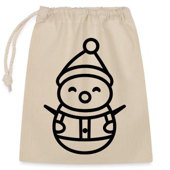 Bonhomme de neige - Sac cadeau en coton avec cordon (25 x 30 cm) - nature - Devant