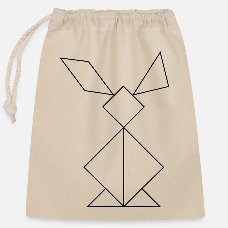 Rabbit Tangram – Fine Art - Closable cotton gift bag (25x30cm) - nature