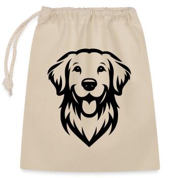 Golden Retriever Goldie Zeichnung Kopf - Verschließbarer Geschenkbeutel aus Baumwolle (25x30cm) - Natur - Vorne