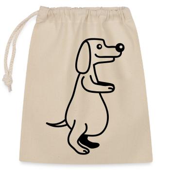 Dog Big Belly Overweight Funny Cartoon Comic - Closable cotton gift bag (25x30cm) - nature - Front