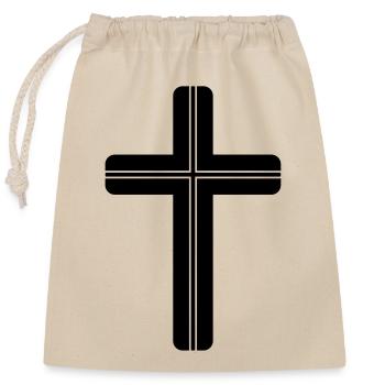 Simple cross symbol - Closable cotton gift bag (25x30cm) - nature - Front