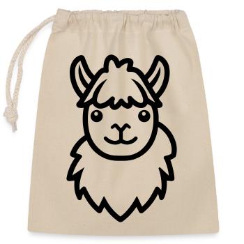 Alpaka-Lama - Verschließbarer Geschenkbeutel aus Baumwolle (25x30cm) - Natur - Vorne