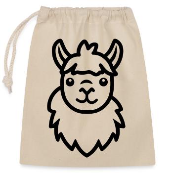 Alpaca llama - Closable cotton gift bag (25x30cm) - nature - Front