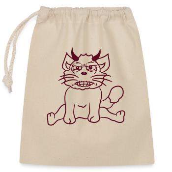 Demon Monster Cat Halloween Horror Devil Horns - Closable cotton gift bag (25x30cm) - nature - Front