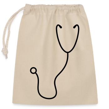 Stethoscope listening heartbeat pulse doctored crane - Closable cotton gift bag (25x30cm) - nature - Front