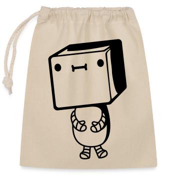 Petit robot mignon - Sac cadeau en coton avec cordon (25 x 30 cm) - nature - Devant