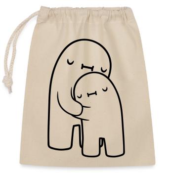 Hugging design - Closable cotton gift bag (25x30cm) - nature - Front