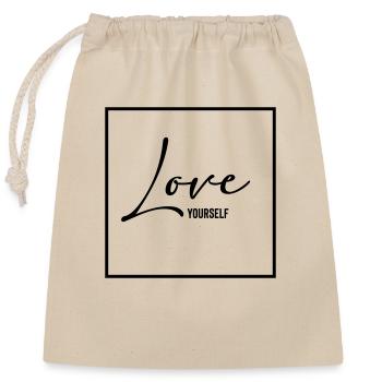 love yourself - Verschließbarer Geschenkbeutel aus Baumwolle (25x30cm) - Natur - Vorne