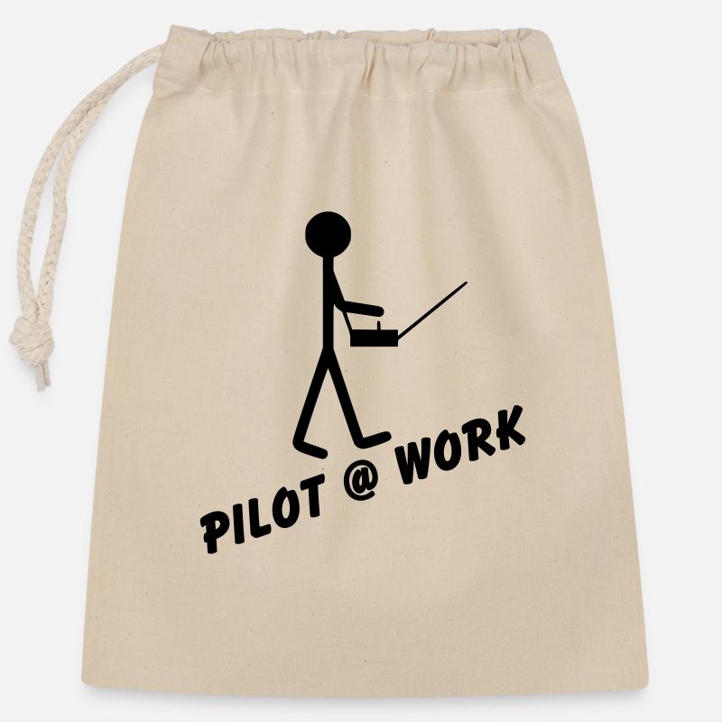 Pilote @ Travail - Sac cadeau en coton avec cordon (25 x 30 cm) - nature