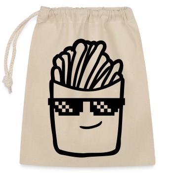 Sunglasses French fries - Closable cotton gift bag (25x30cm) - nature - Front