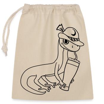 gecko lizard beer bavaria alcohol sau - Closable cotton gift bag (25x30cm) - nature - Front