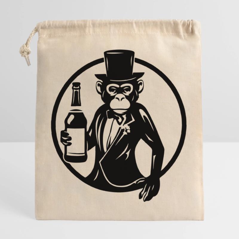 Drunk Monkey Drinking Drunk Closable cotton gift bag (25x30cm)