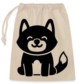 Dog - Closable cotton gift bag (25x30cm) - nature - Front