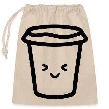 Kaffeebecher - Verschließbarer Geschenkbeutel aus Baumwolle (25x30cm) - Natur - Vorne