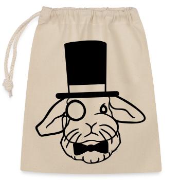 Mr. Bunny Gentleman Top Hat Monocle Glasses - Closable cotton gift bag (25x30cm) - nature - Front