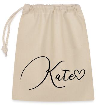 Kate Surname First Name Girl - Closable cotton gift bag (25x30cm) - nature - Front