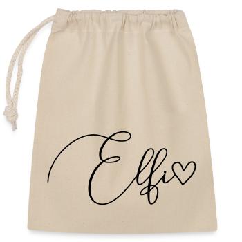 Elfi Surname First Name Girl - Closable cotton gift bag (25x30cm) - nature - Front