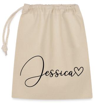 Jessica Surname First Name Girl - Closable cotton gift bag (25x30cm) - nature - Front