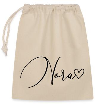 Nora Name Vorname Mädchen - Verschließbarer Geschenkbeutel aus Baumwolle (25x30cm) - Natur - Vorne