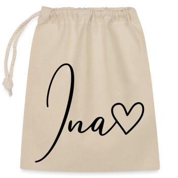 Ina Surname First Name Girl - Closable cotton gift bag (25x30cm) - nature - Front