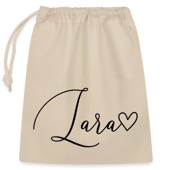 Lara Surname First Name Girl - Closable cotton gift bag (25x30cm) - nature - Front