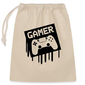gamer - Closable cotton gift bag (25x30cm) - nature - Front