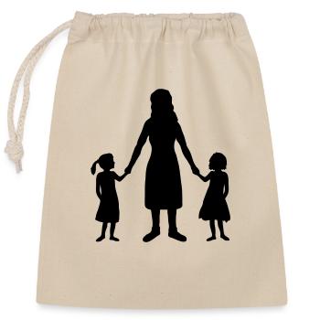 Silhouette 2 Töchter Mutter - Verschließbarer Geschenkbeutel aus Baumwolle (25x30cm) - Natur - Vorne