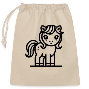 Cute Pony Horse Horse - Closable cotton gift bag (25x30cm) - nature - Front