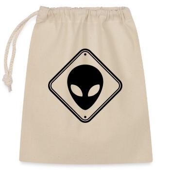 Warning alien notice - Closable cotton gift bag (25x30cm) - nature - Front