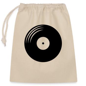 Disque vinyle rond - Sac cadeau en coton avec cordon (25 x 30 cm) - nature - Devant