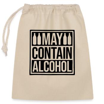 Attention May Contain Alcohol - Closable cotton gift bag (25x30cm) - nature - Front