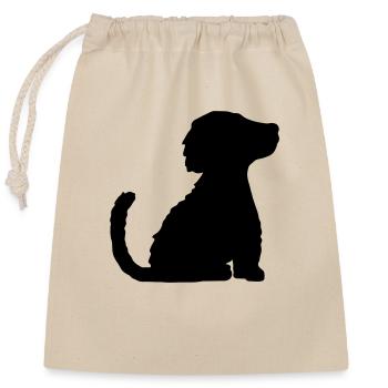 Silhouette braver sitzender Hund - Verschließbarer Geschenkbeutel aus Baumwolle (25x30cm) - Natur - Vorne