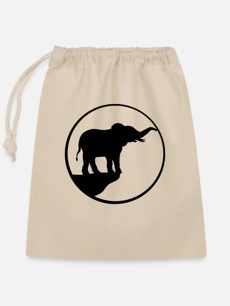 Klippe Mond Elefant Silhouette - Verschließbarer Geschenkbeutel aus Baumwolle (25x30cm) - Natur
