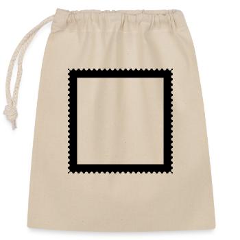 Stamp Square frame for pictures and photos - Closable cotton gift bag (25x30cm) - nature - Front