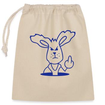 Hase Mittelfinger Zeigen Böse Frech Beleidigend - Verschließbarer Geschenkbeutel aus Baumwolle (25x30cm) - Natur - Vorne