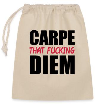 Carpe That Fucking Diem - Verschließbarer Geschenkbeutel aus Baumwolle (25x30cm) - Natur - Vorne
