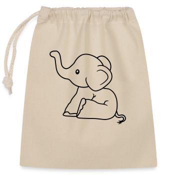 little elephant sitting sweet calf child baby clip - Closable cotton gift bag (25x30cm) - nature - Front