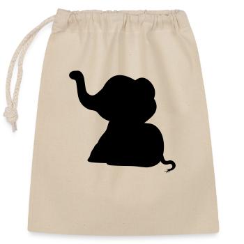 sitting elephant silhouette sweet calf small child - Closable cotton gift bag (25x30cm) - nature - Front