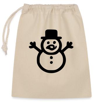 Bonhomme de Neige - Sac cadeau en coton avec cordon (25 x 30 cm) - nature - Devant