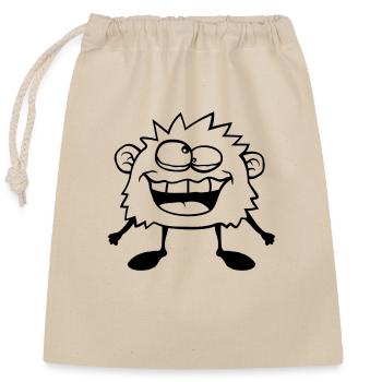 Crazy monster grimace - Closable cotton gift bag (25x30cm) - nature - Front