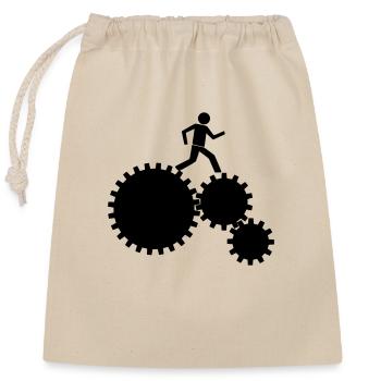 Workers in the clockwork! - Closable cotton gift bag (25x30cm) - nature - Front