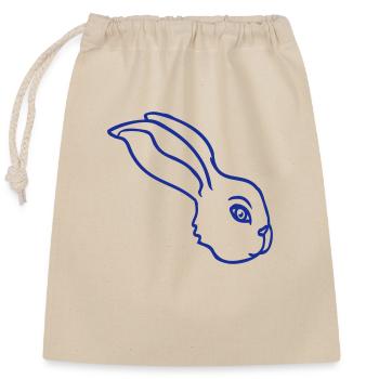 Bunny face peeking sideways profile side view - Closable cotton gift bag (25x30cm) - nature - Front