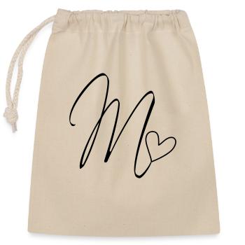 Letter M Letter-M Calligraphy - Closable cotton gift bag (25x30cm) - nature - Front