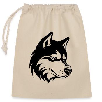 Husky Dog Head - Closable cotton gift bag (25x30cm) - nature - Front
