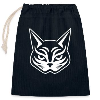 Cat Head - Closable cotton gift bag (25x30cm) - navy - Front