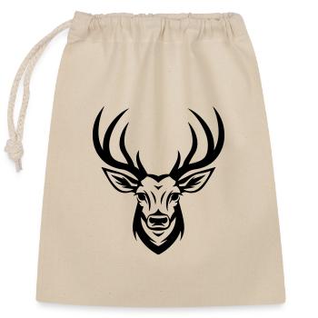 Deer head - Closable cotton gift bag (25x30cm) - nature - Front