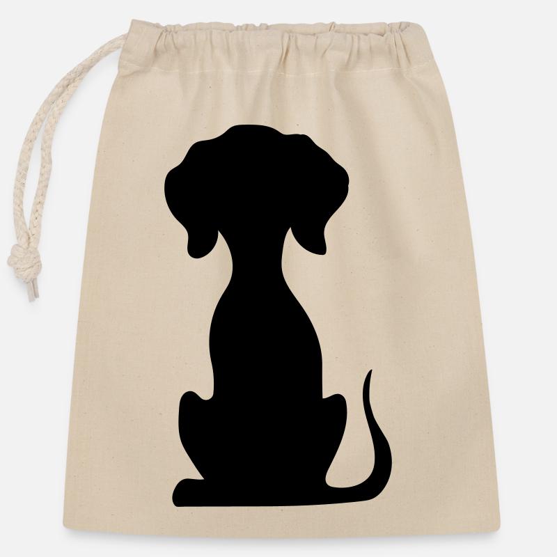 chien - Sac cadeau en coton avec cordon (25 x 30 cm) - nature